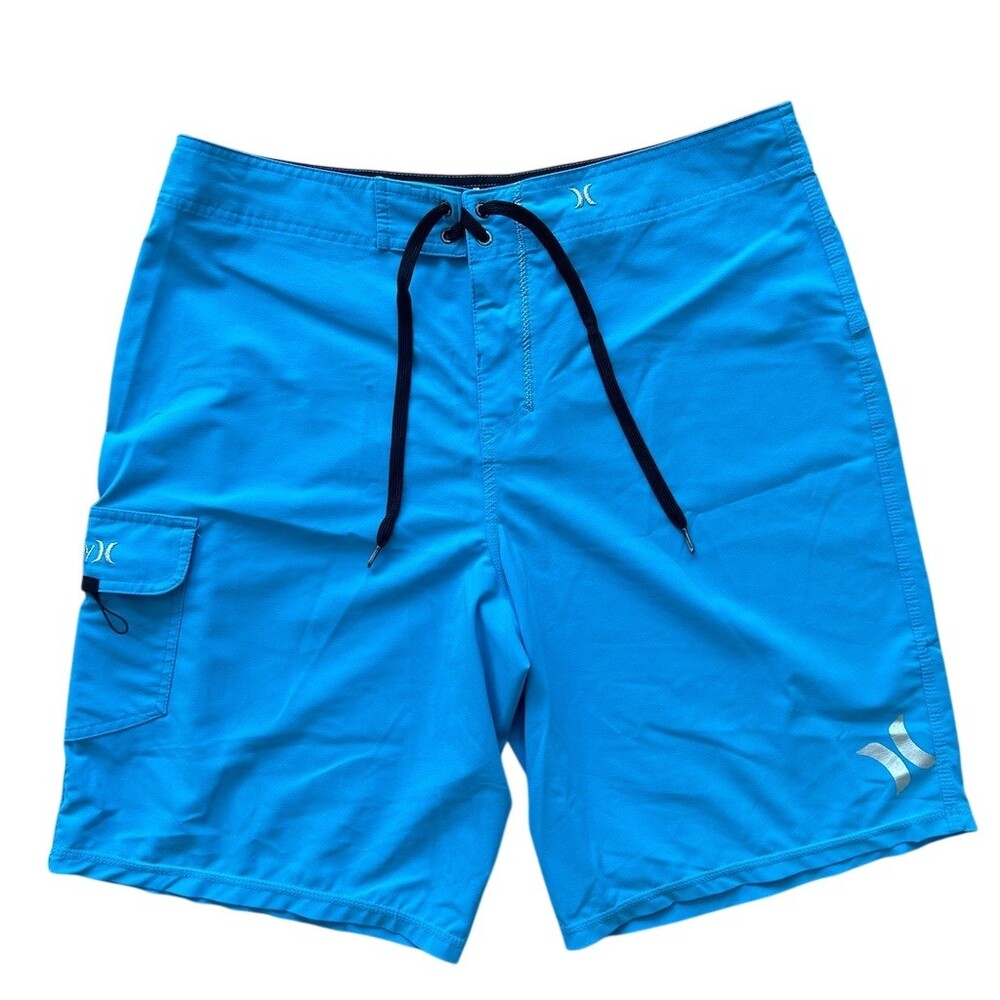 Hurley Phantom Men's Boardshorts Blue Solid Surf Swim Trunks One Size